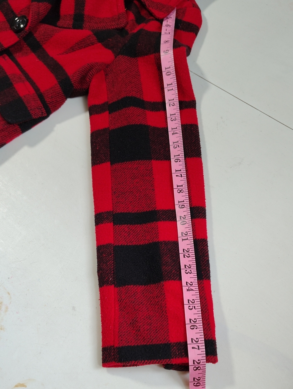 American Eagle Wool Blend Double Breasted Buffalo Plaid Pea Coat Size M Y2K - Picture 13 of 16
